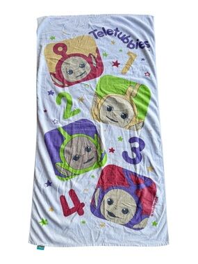 VTG 1998 Y2K Teletubbies Tinky Winky Dipsy Laa-Laa Po Kids Beach Towel